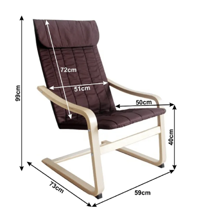 Relaxačné kreslo, brezové drevo/hnedá látka, TORSTEN