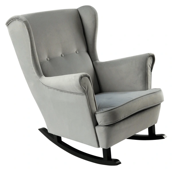 Hojdacie kreslo ušiak, svetlosivá/čierna, TEJA 6