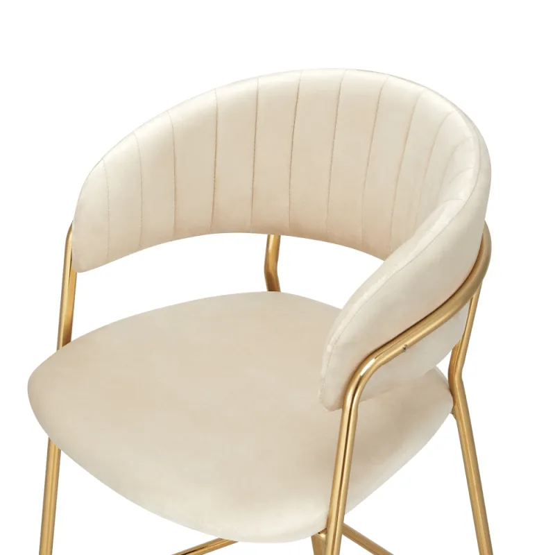 Designová barová židle, béžová Velvet látka/gold chrom zlatý, DASMIN TYP 2 3
