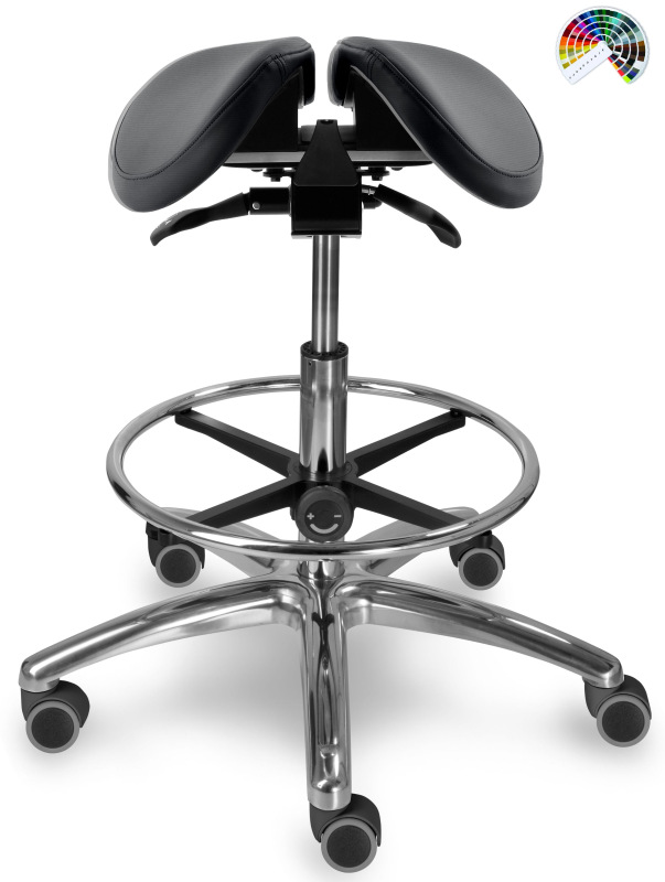 Sedlová zdravotnícka stolička 1214 S DENT čalúnenie KOŽENKA Silvertex, Mediflex