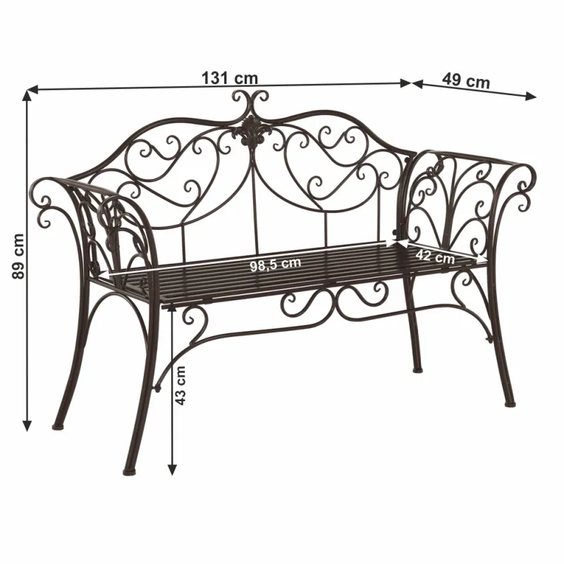 Záhradná lavička, hnedá, ETELIA
