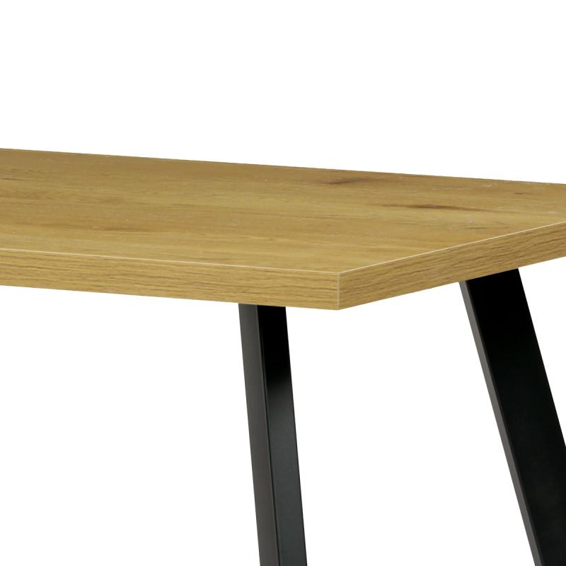 Jedálenský stôl HT-740 OAK 140x85x75 cm, doska melamín, 3D divoký dub, kov čierny mat