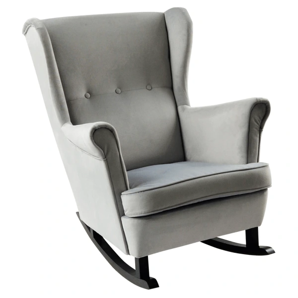 Hojdacie kreslo ušiak, svetlosivá/čierna, TEJA 5