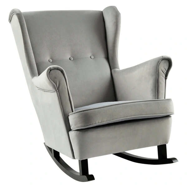 Hojdacie kreslo ušiak, svetlosivá/čierna, TEJA 4