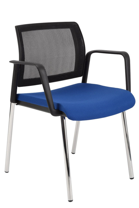 Konferenčná stolička KENT PROKUR SIEŤ black & white KOŽENKA Valencia, Silvertex 5