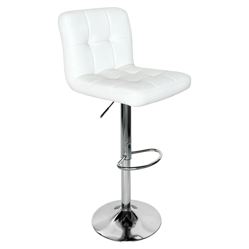 Barová židle, ekokůže bílá/chrom, KANDY 2 NEW