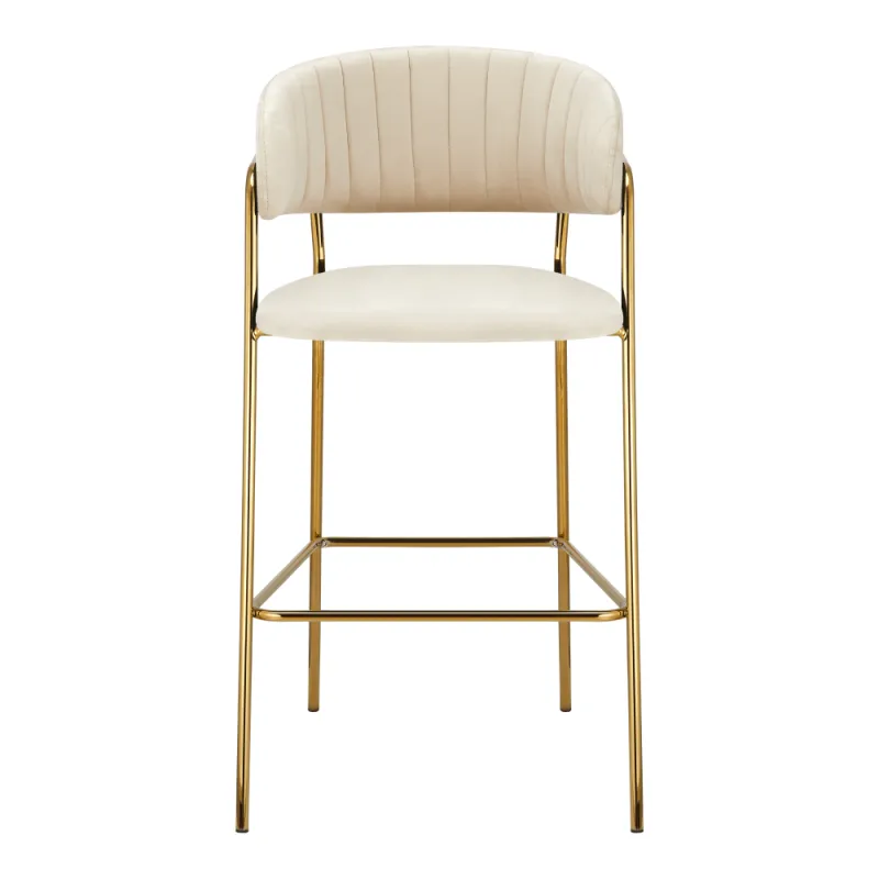 Designová barová židle, béžová Velvet látka/gold chrom zlatý, DASMIN TYP 2 1