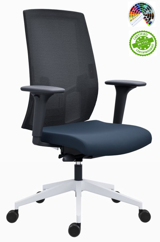 Kancelárska stolička 2900 SYN SL LAPEL BLACK WHITE čalúnenie PRINCE pravá koža 2