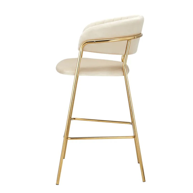 Designová barová židle, béžová Velvet látka/gold chrom zlatý, DASMIN TYP 2 2