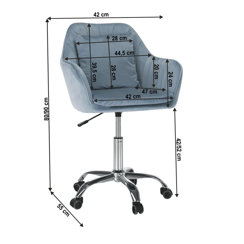 Kancelárske kreslo, modrá Velvet látka/chróm, KLIAN