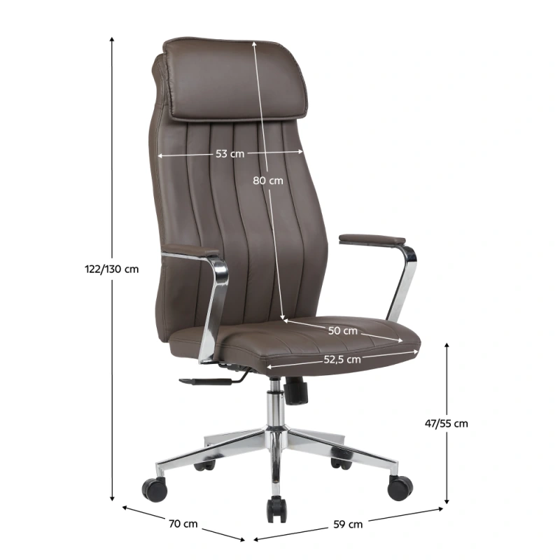 Kancelářské křeslo, šedohnědá ekokůže/chrom, nosnost 150 kg, ELADIO 4