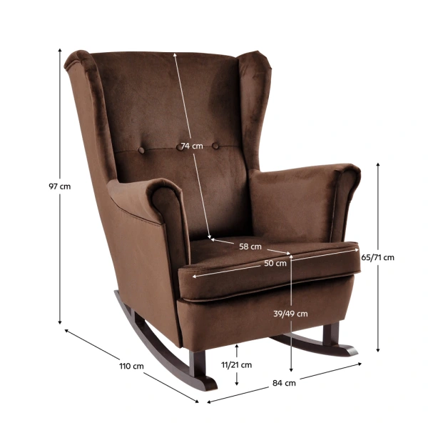 Hojdacie kreslo ušiak, hnedá/orech, TEJA 1