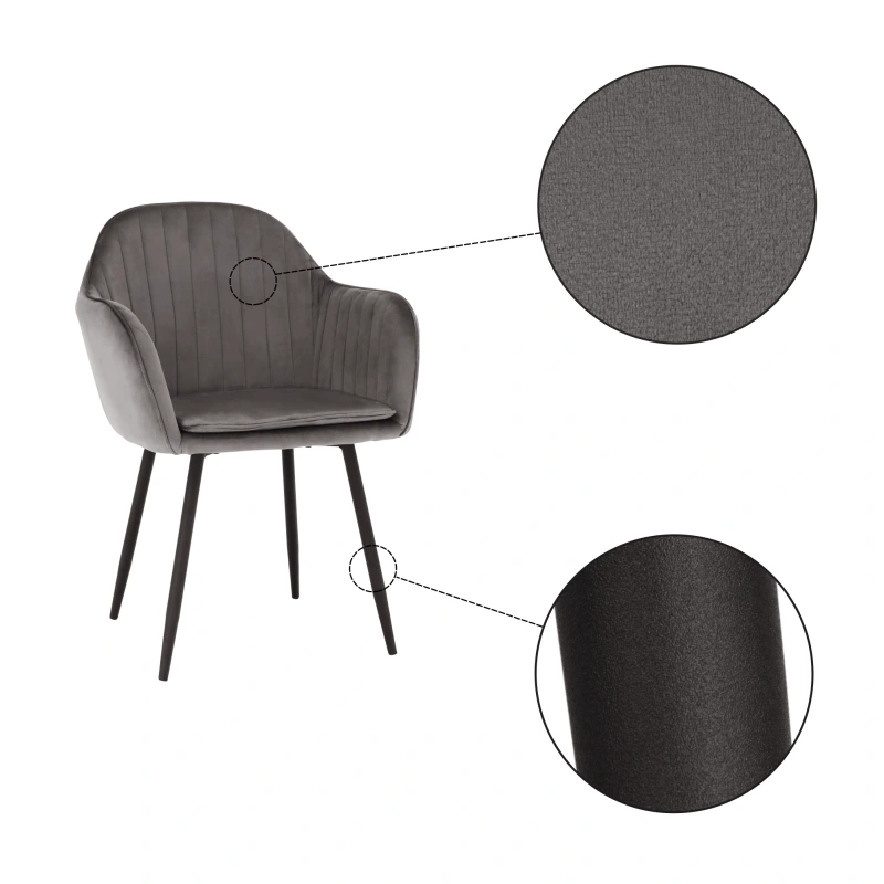 Dizajnové kreslo, sivá Velvet látka, ZIRKON 6