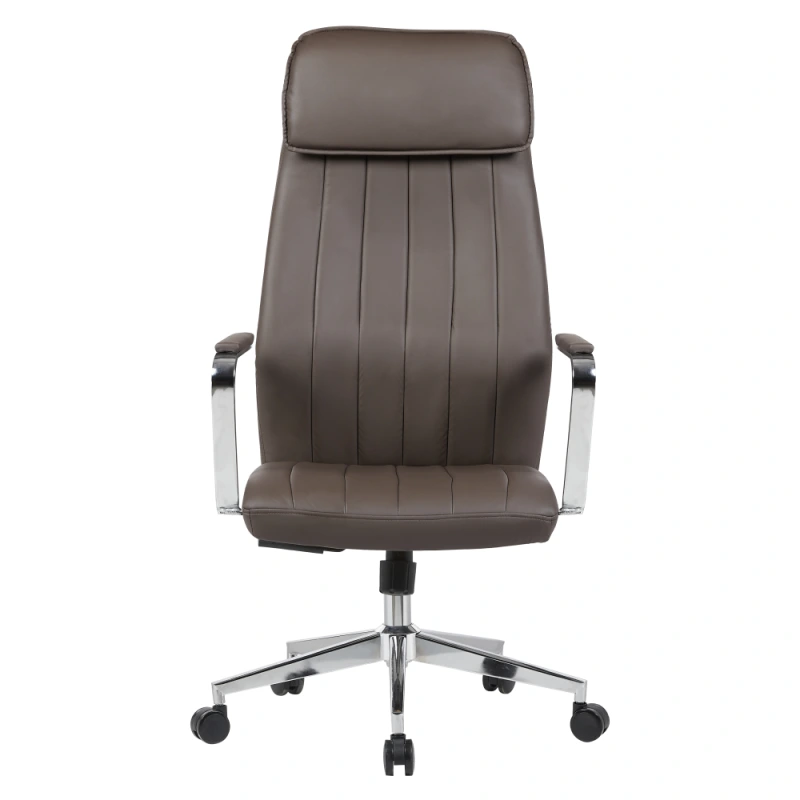 Kancelářské křeslo, šedohnědá ekokůže/chrom, nosnost 150 kg, ELADIO 1