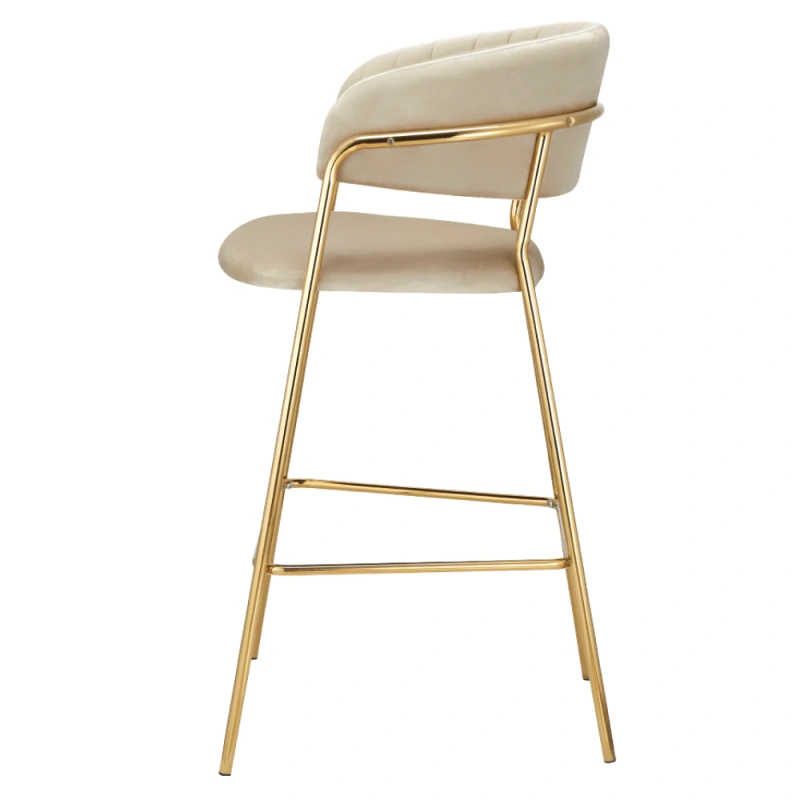 Dizajnová barová stolička, béžová Velvet látka/gold chróm zlatý, DASMIN NEW TYP 2 2