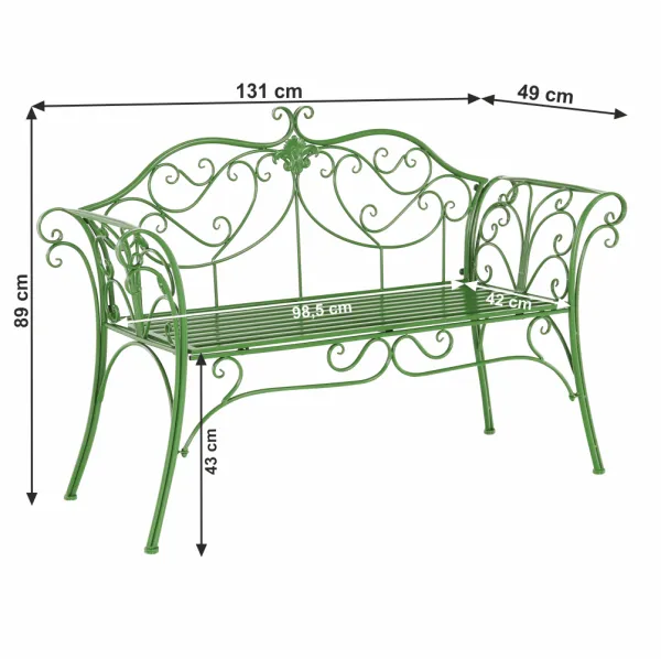 Záhradná lavička, zelená, ETELIA