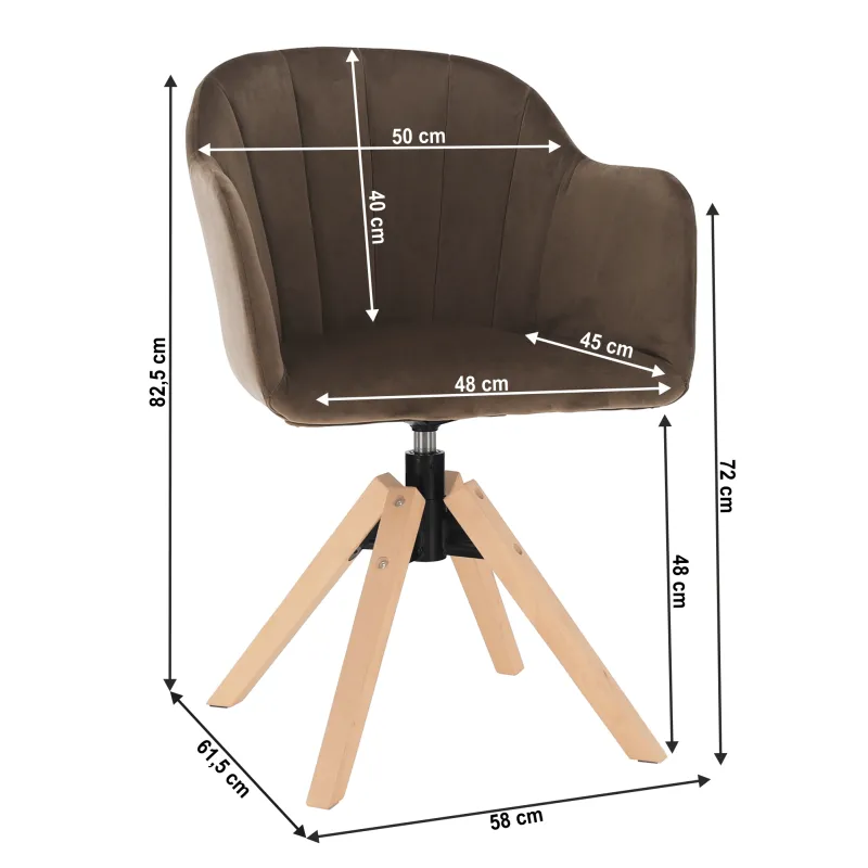 Otočné kreslo, velvet látka, sivohnedá taupe/buk, DALIO
