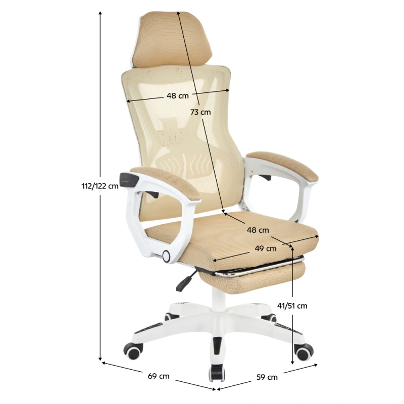 Kancelárske kreslo, béžová/biela, nosnosť 150 kg, MALVIN 1