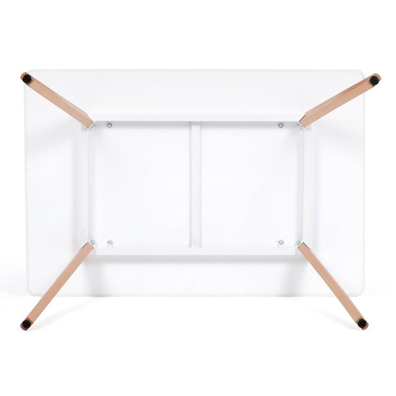 Jedálenský stôl DT-313 WT 120x80x74 cm, MDF, biely matný lak, masívny buk