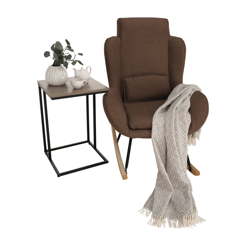 Hojdacie kreslo, svetlohnedá látka/drevo, HARPER 14