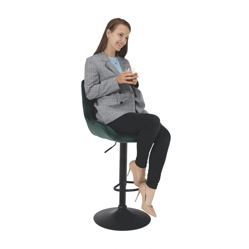 Barová židle, tmavozelená Velvet látka, CHIRO 4