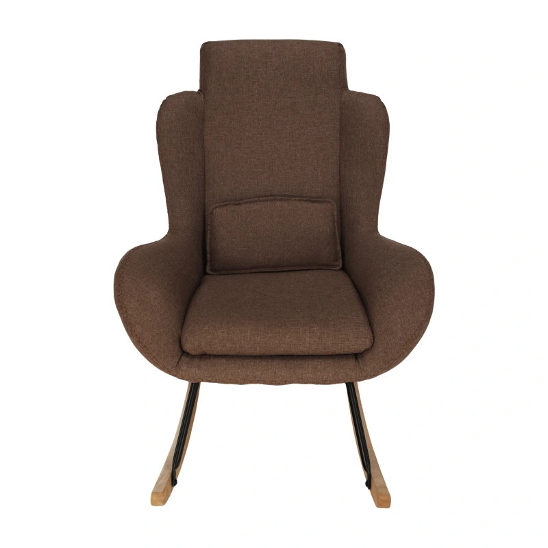 Hojdacie kreslo, svetlohnedá látka/drevo, HARPER 7