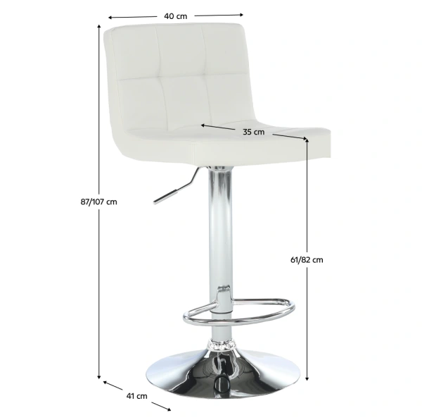 Barová židle, ekokůže bílá/ chrom, KANDY New 1