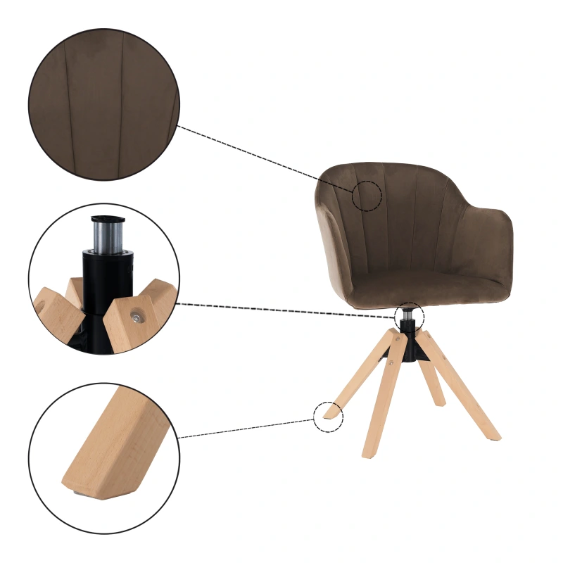 Otočné kreslo, velvet látka, sivohnedá taupe/buk, DALIO 3