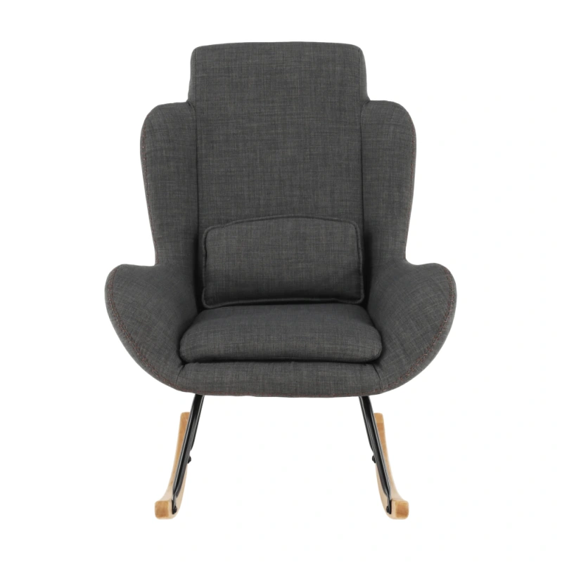 Hojdacie kreslo, sivá látka/drevo, HARPER 16