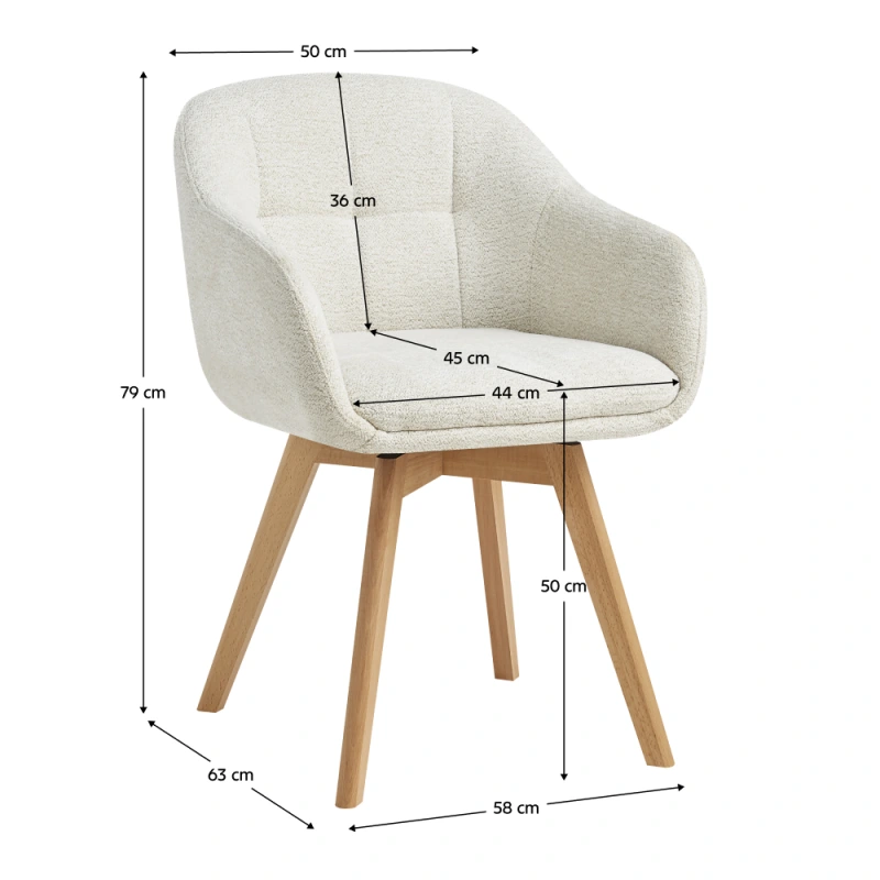 Otočné jedálenské kreslo, krémová/buk, DIMER 5