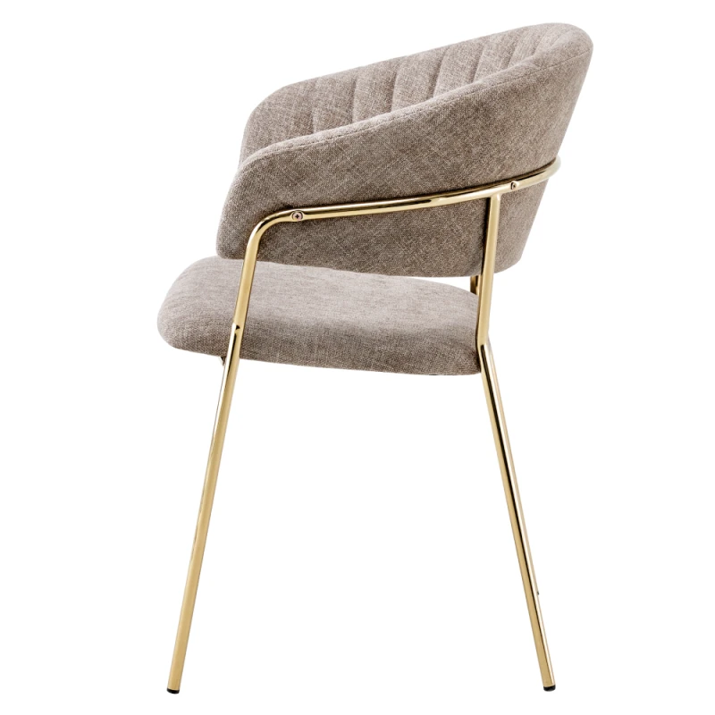 Designové jídelní křeslo, hnědá látka/gold chrom zlatý, DASMIN TYP 1 4