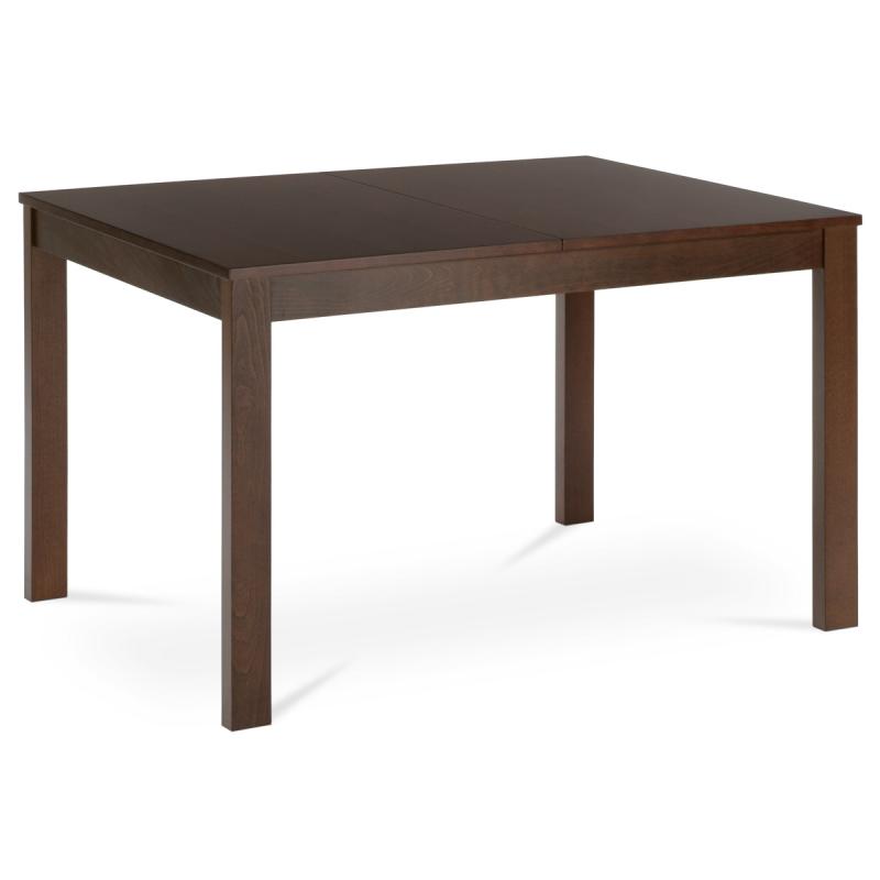Jídelní stůl rozkládací 120+30x80x74 cm, deska MDF, dýha, nohy masiv, oŕech 1