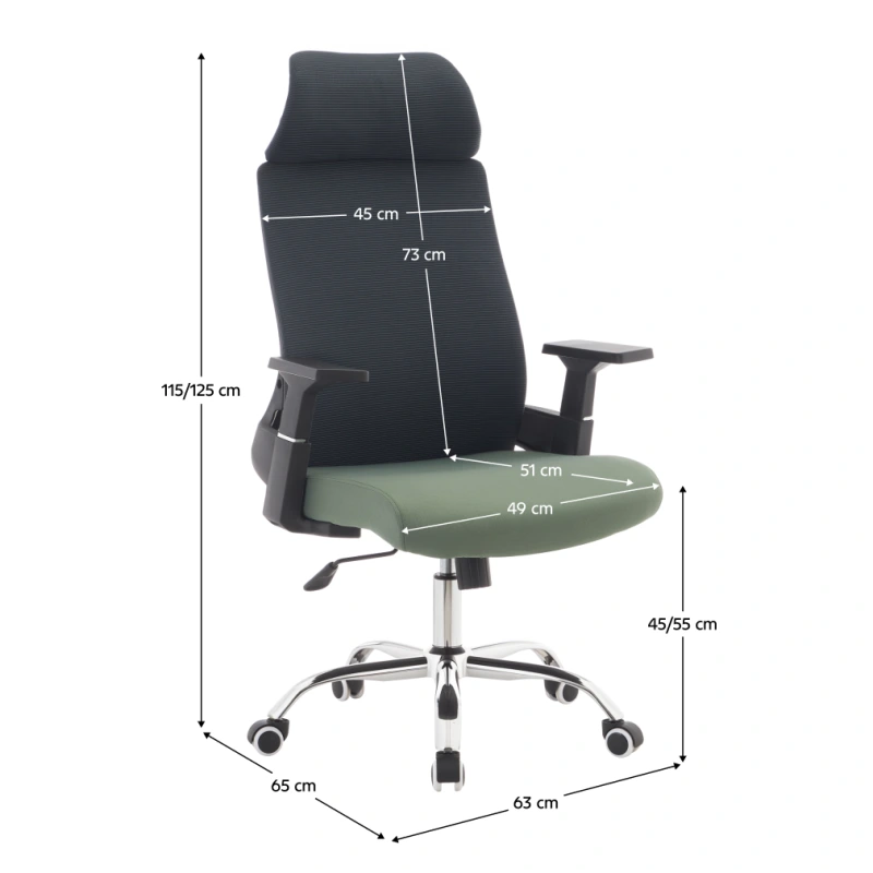 Kancelářské křeslo, tmavě šedá/zelená/chrom, HOLGER 5