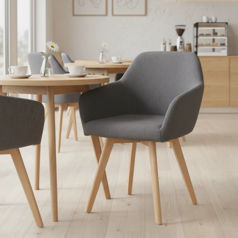 Dizajnové kreslo, tmavosivá/buk, CLORIN 2 NEW 5