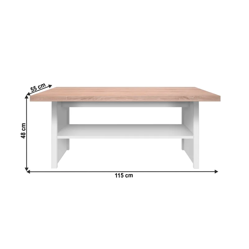 Konferenčný stolík 115, biela/dub sonoma, TOPTY TYP 18