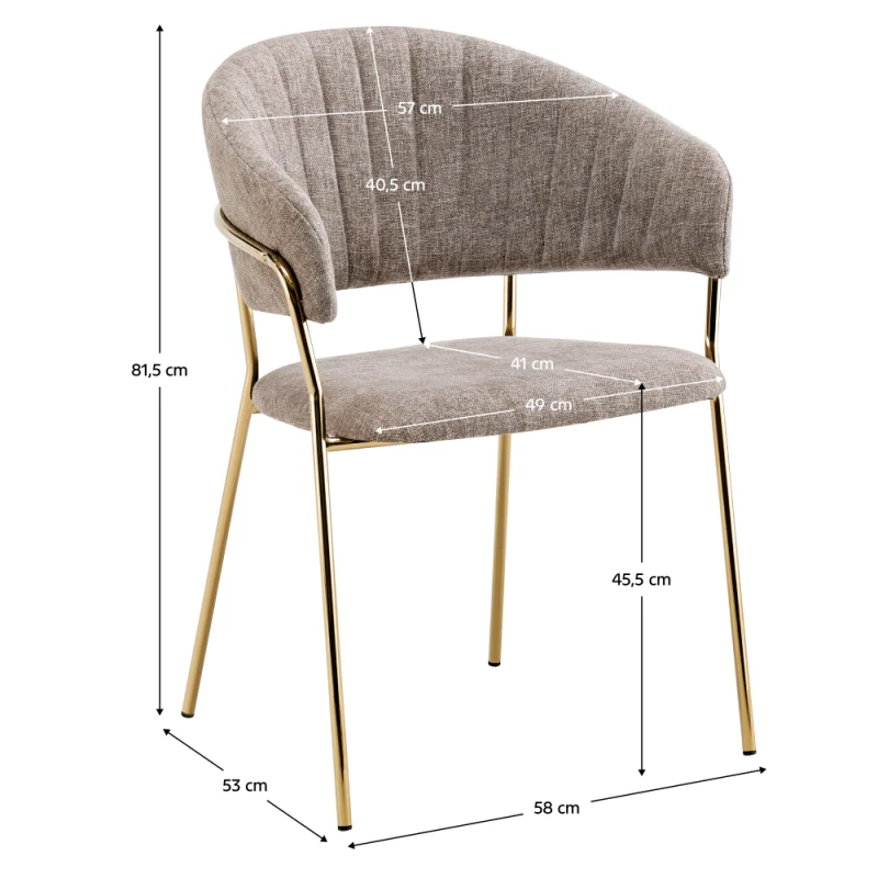 Designové jídelní křeslo, hnědá látka/gold chrom zlatý, DASMIN TYP 1 3