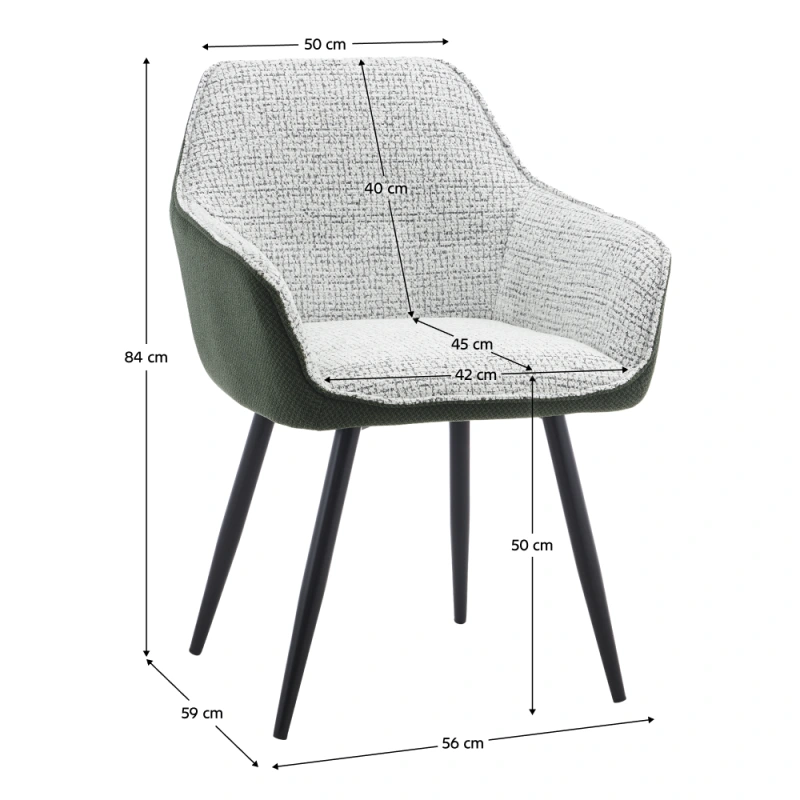 Dizajnové kreslo, zelená/svetlosivý melír/čierna, KATRIEL 1
