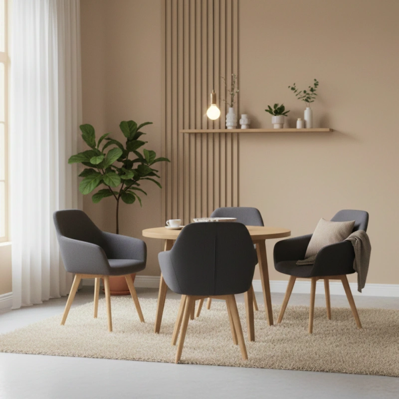 Dizajnové kreslo, tmavosivá/buk, CLORIN 2 NEW 6