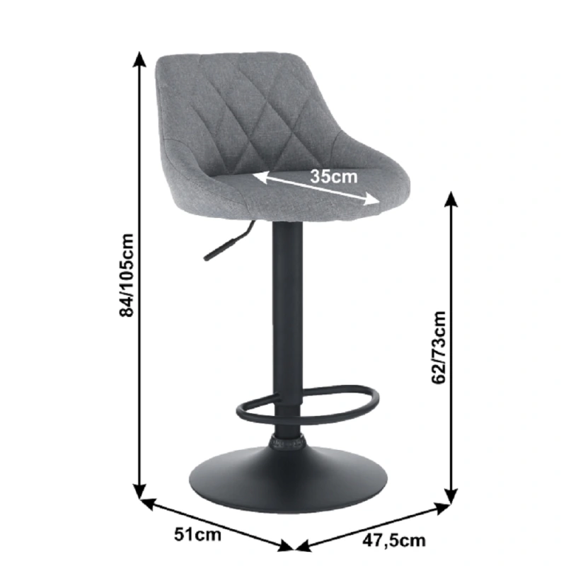 Barová stolička, látka sivá/čierna, TERKAN 7