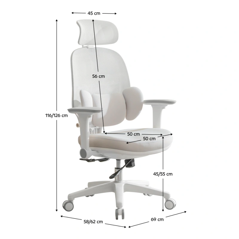 Kancelárske kreslo, sivá/biela, ABRAMO 18