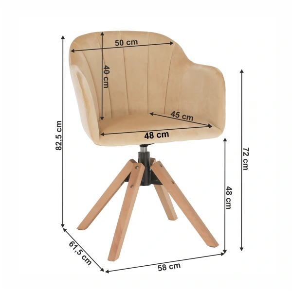 Otočné kreslo, béžová/buk, DALIO 1