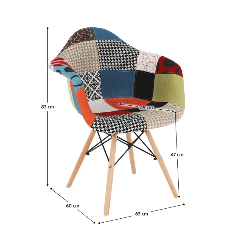 Křeslo, patchwork/buk, TOBO 4 NEW 16