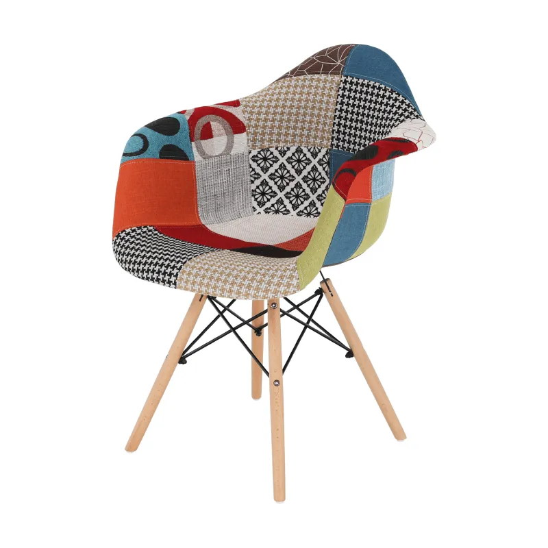 Křeslo, patchwork/buk, TOBO 4 NEW 14