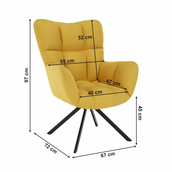 Dizajnové otočné kreslo, žltá/čierna, KOMODO