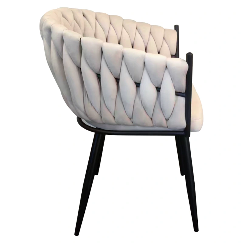 Jídelní křeslo,světle béžová Velvet látka/černá, BLER 4