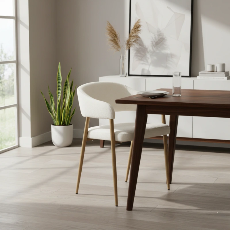 Dizajnové jedálenské kreslo, krémová/buk, NIZAR TYP 1 6