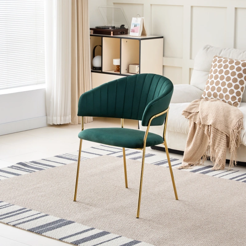 Dizajnové jedálenské kreslo, tmavozelená Velvet látka/gold chróm zlatý, DASMIN TYP 1 3