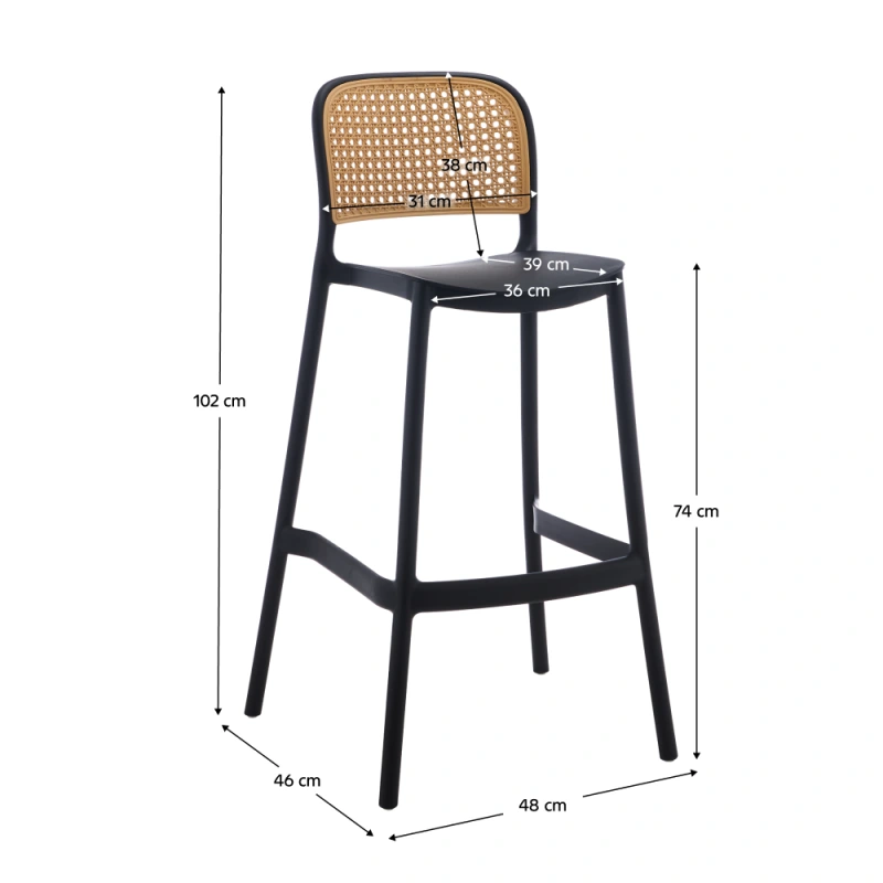 Barová stolička, stohovateľná, čierna/béžová, RAVID NEW TYP 3 8