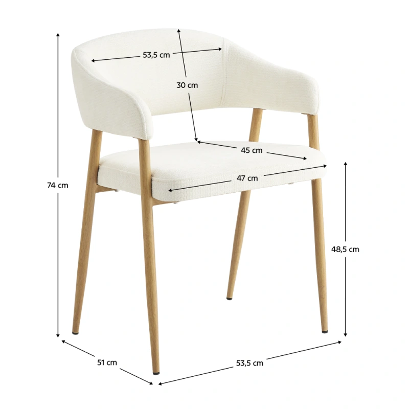 Dizajnové jedálenské kreslo, krémová/buk, NIZAR TYP 1 5