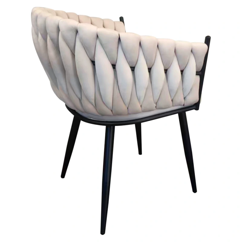 Jídelní křeslo,světle béžová Velvet látka/černá, BLER 3